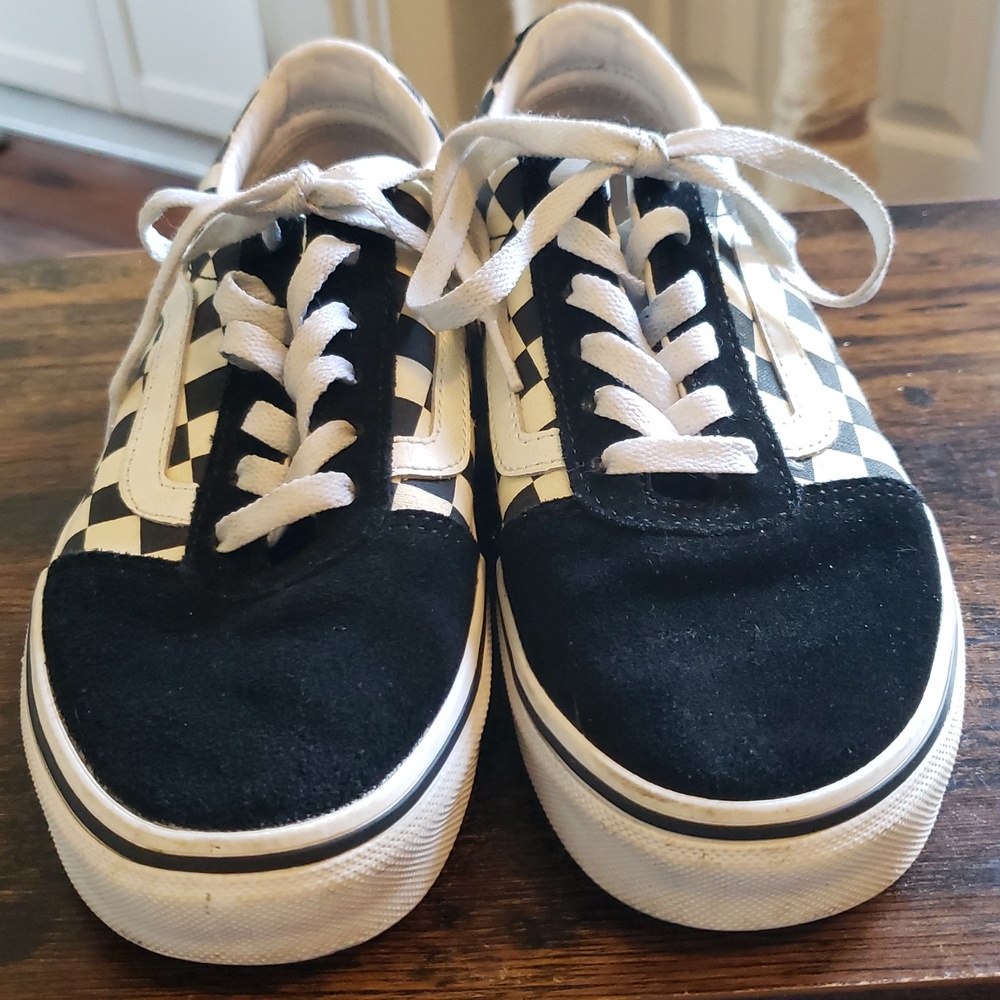 Vans Old Skool Suede and Canvas Sneakers Black and White Checker - Picture 5 of 14